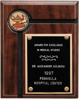 Award plaque for medical excellence, 1997.